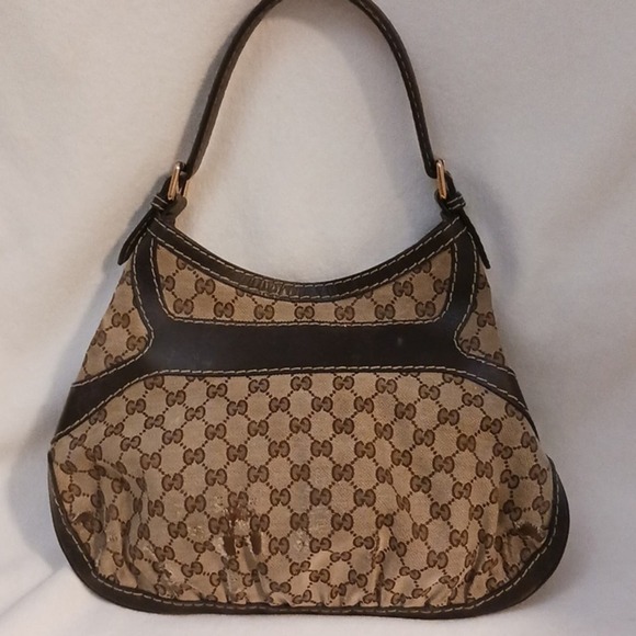 Gucci Tote Shoulder Bag Purse w LARGE GOLD BOW CC Monogram Canvas Vintage - Picture 16 of 17